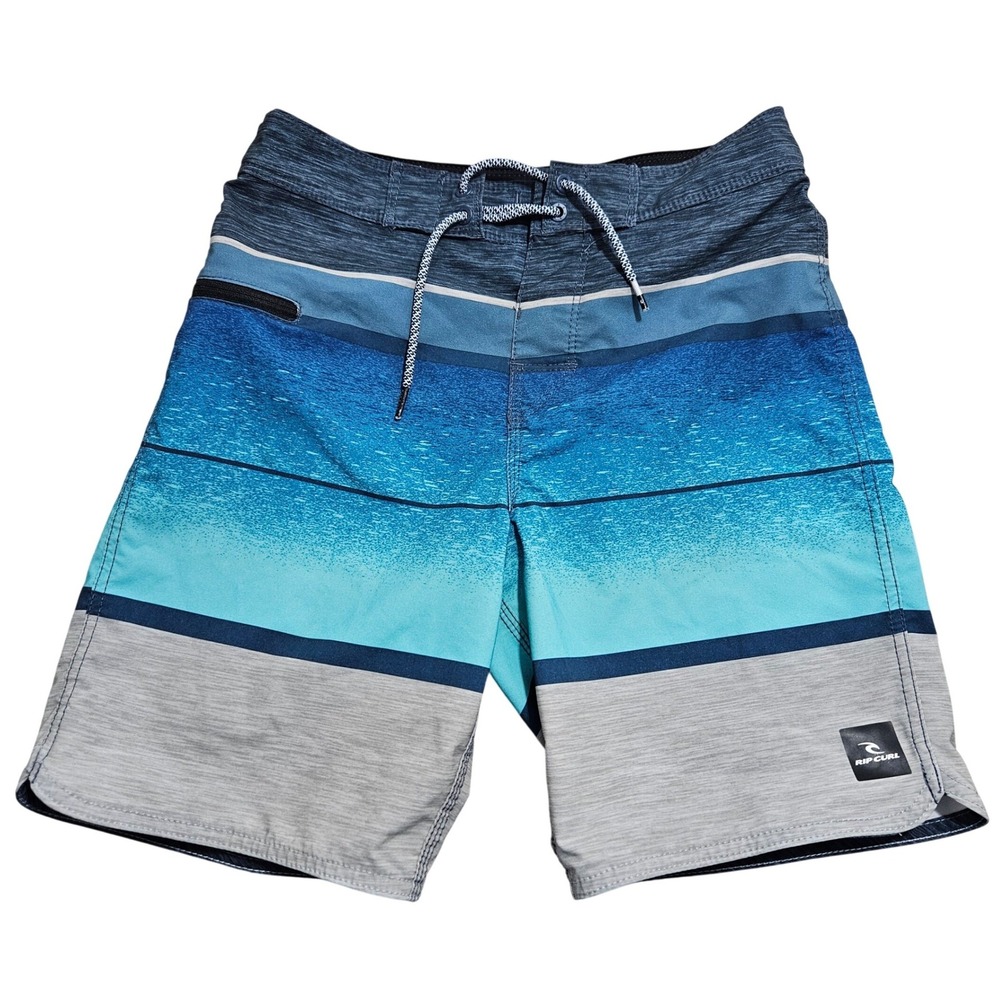 Rip Curl Mirage Blue Grey Striped Performance Boardshorts Swim Trunks Size 27